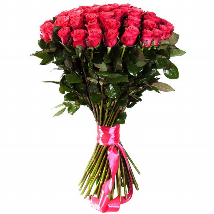 Large Bouquet of Pink Roses with Pink Ribbon