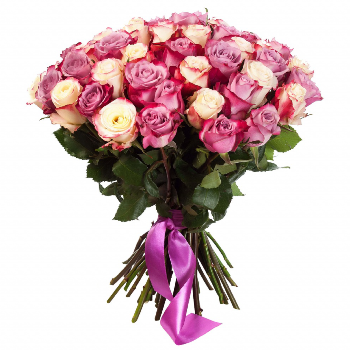 Pink and White Roses Bouquet of 50